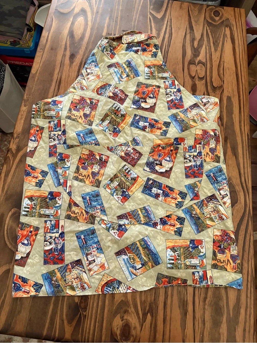 Reversible apron Mediterranean-style village/vineyard S.finch original